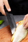 Set de trois couteaux japonais Santoku, Nakiri et Deba en acier damas