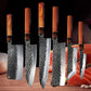 Set de six couteaux japonais en acier damas